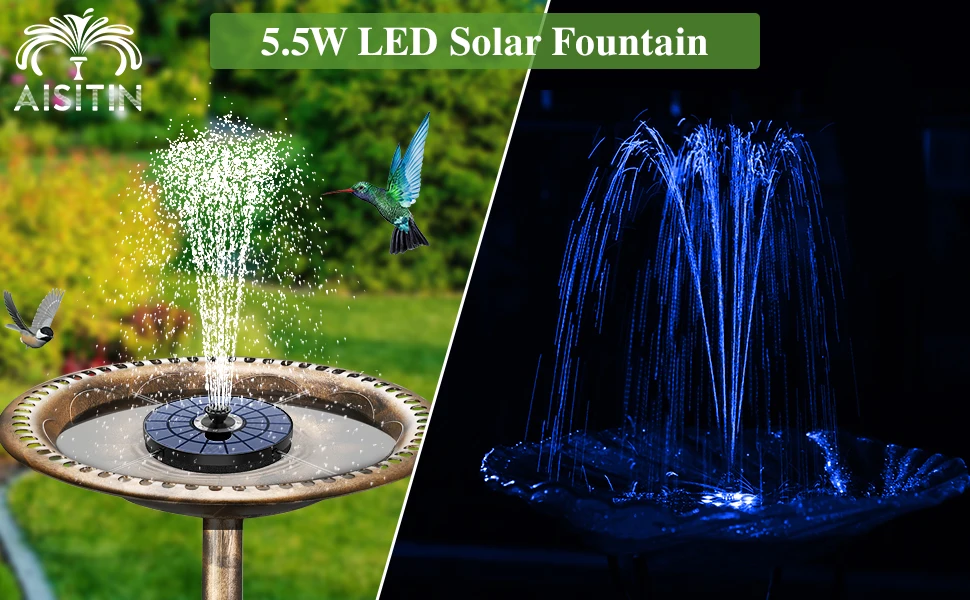 Fontaine solaire 5,5W LED jardin bassin