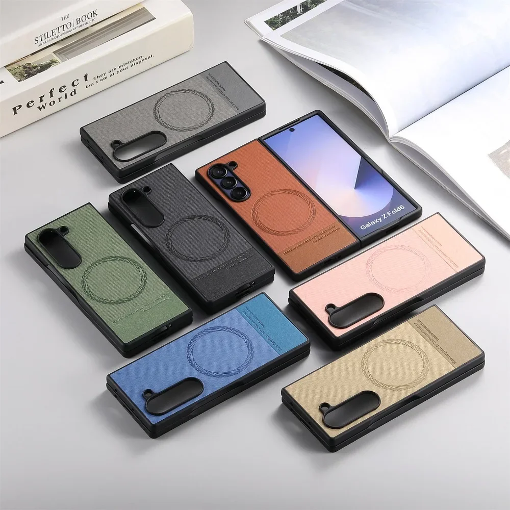 Enhanced Magnetic Oblique Cloth Texture Phone Case - Durable Hard PC Protective Cover