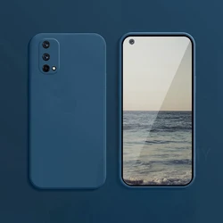 Enhanced Liquid Silicone Soft Phone Case - Square Design for Vivo V21 5G (Blue)