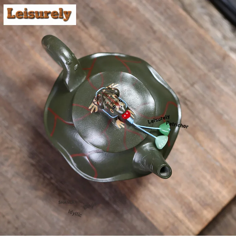170ml Classic Yixing Purple Clay Teapots Handmade Frog Pot Raw Ore Green Mud Kettle With Filter Chinese Zisha Tea Set Cha Craft