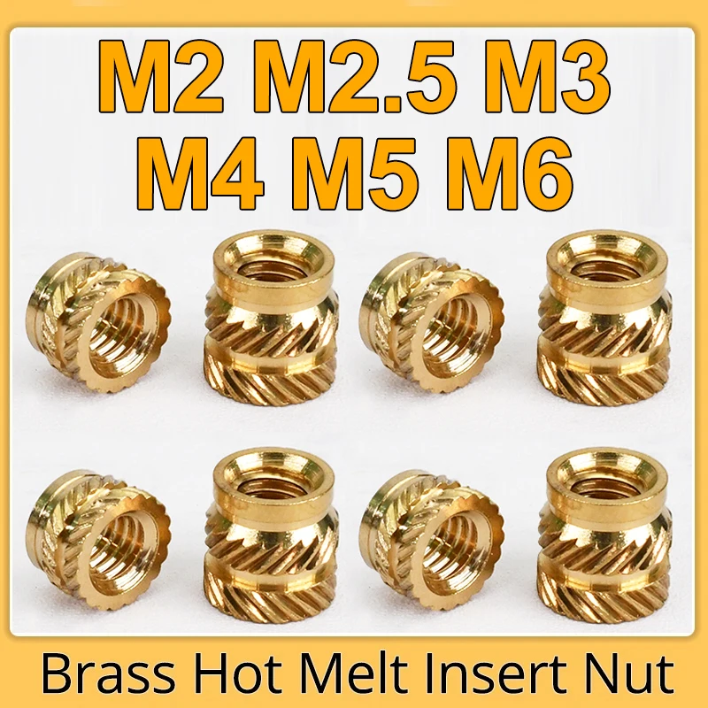 Slinx M2 M2.5 M3 M4 M5 M6 Brass Insert Nut Set Heat Hot Melt Thread Copper  Knurled Embedment Nut Or Bolt For 3d Printer Assortment Kit