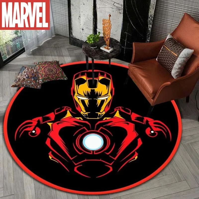 Marvel The Avengers Round Carpet Anime Rug Non-Slip Play Mat Cute Floor Rug For Living Room Bedroom Kids Room Round Mat