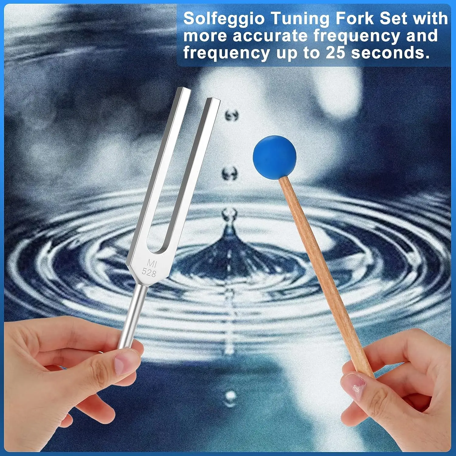 9pcs/kit Tuning Forks + Silicone Hammer Sound DNA Healing Vibration Relax Mind Body Sound Therapy Heal Musical Instrument + Bag