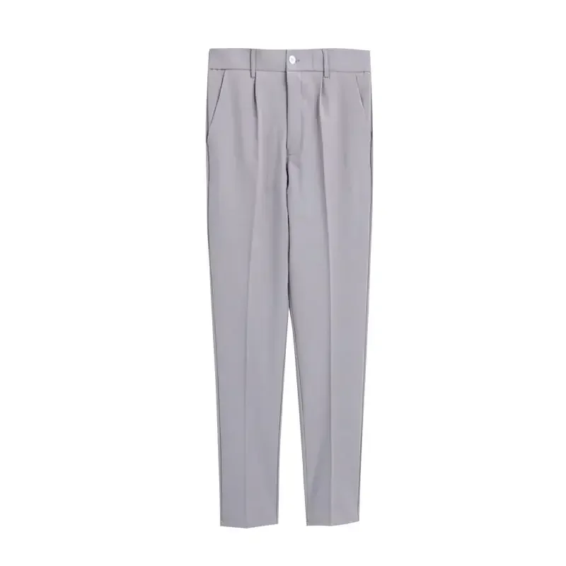 Pantalones de traje de color sólido para hombre, pantalones rectos de verano para hombre, ropa elegante de talla grande, oferta de sastrería barata de alta calidad