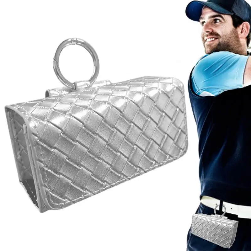 

Golf Ball Bag Pouch Woven Pattern Golf Ball Storage Pouch Small Golf Accessory With Hook To Hold 2 Golf Balls Golfer Gifts For