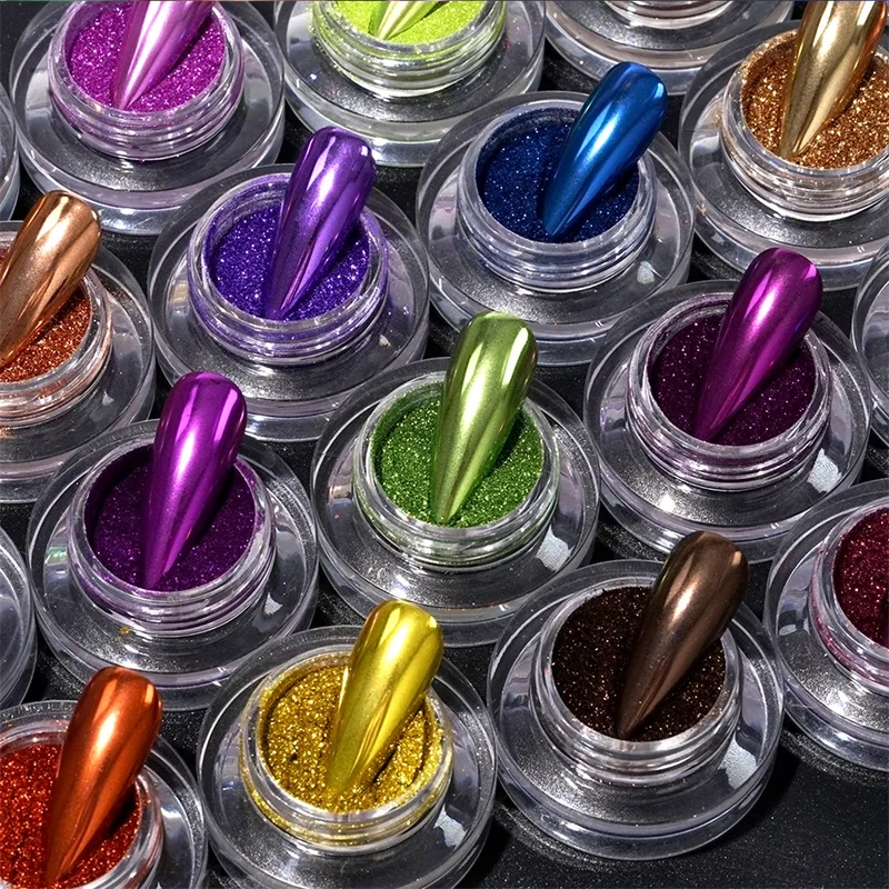 HNDO Chrome Powder Nails Rubbing Glitter Mirror Effect for Professional Manicure Design Nail Powder Nail Pigment Nail Glitter Nail Decoration Nail Decorations
