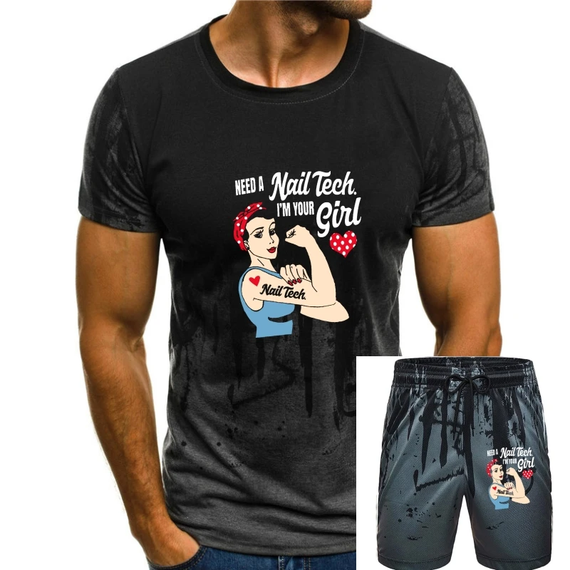 

Мужская футболка Rosie The Riveter Nail Tech. Рубашка идея подарка для мастеров ногтей Классическая футболка Женские футболки Топ