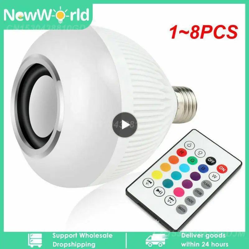 

1~8PCS Music Remote Control Bulb E27 12W Led Music Playing Bulbs Wireless RGB Colorful White Light Remote Control Lamp