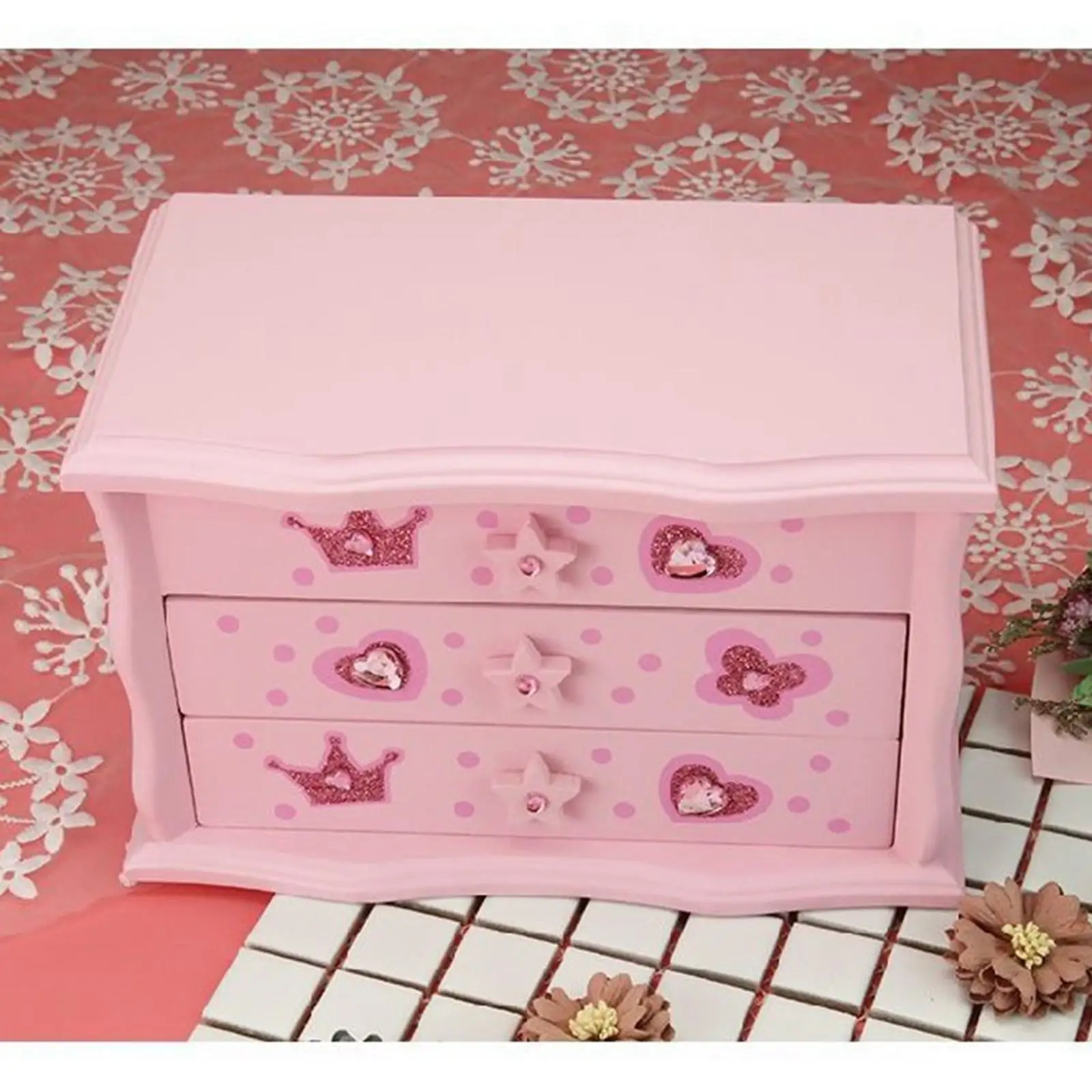 Music Jewelry -Layer Storage Organizer Case Dresser Musical Box - Image 3