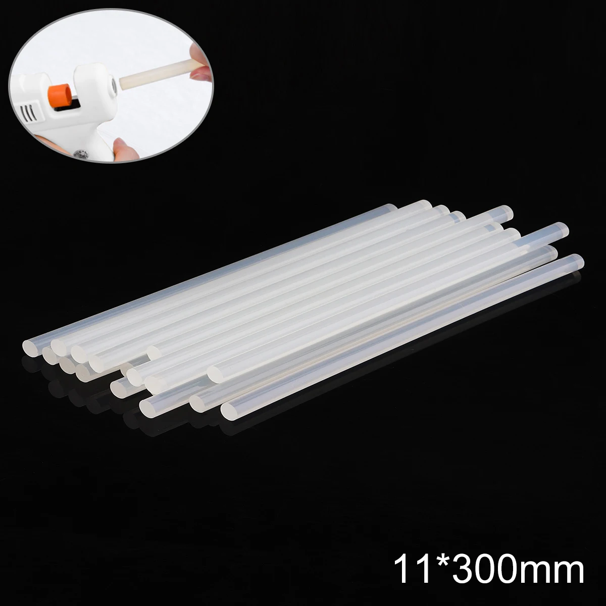 10-100pcs/lot 11mmx300mm Transparent Hot-melt Gun Glue Sticks for Heat Pistol Gun Adhesive DIY Tools  Repair Alloy Accessories 12v 220v silicone rubber heating pad square rubber electric heat mat plate flexible waterproof 3d printer glue sticker adhesive