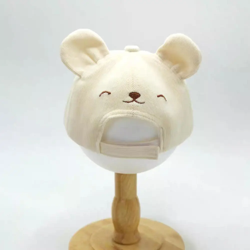 Fashion Adjustable Kids Fisherman's Hat Cartoon Embroidered Baby Visor Hat Bear Ear Solid Color Baby Sunhat Autumn