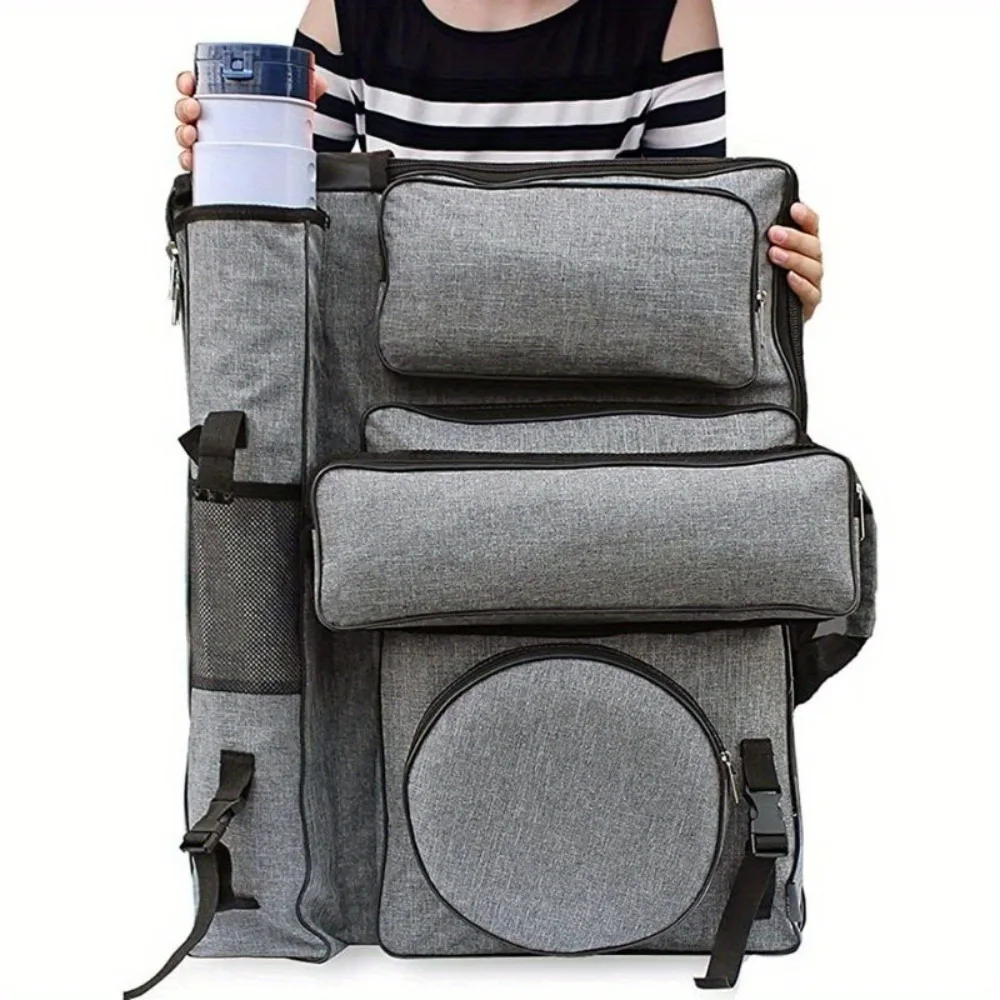 1PC 4K Durable Artist Canvas Backpack Waterproof & Large Capacity with 7 Pockets Ideal for Students, Art Exams & Back-to-School
