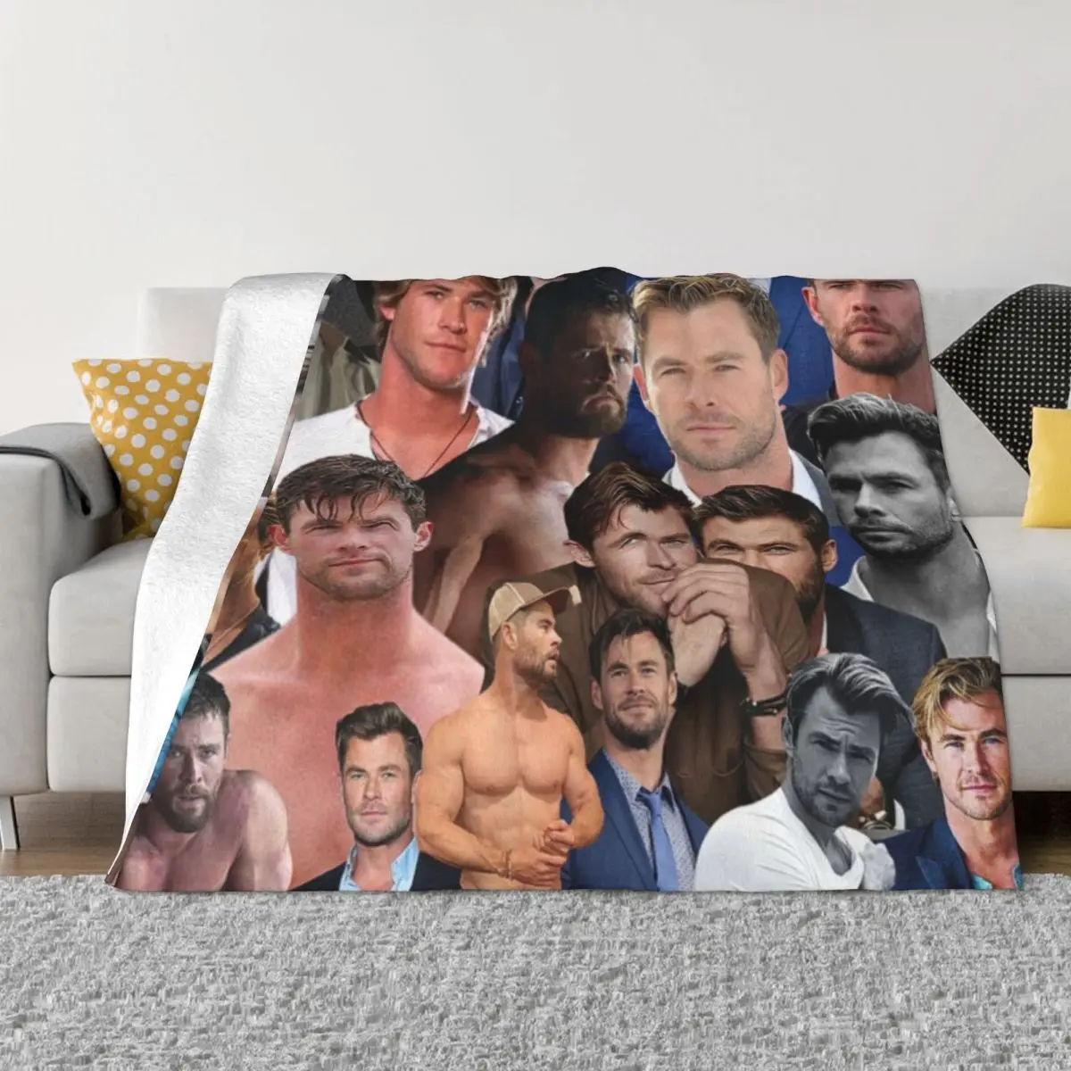 

chris hemsworth photo collage Throw Blanket halloween Plush