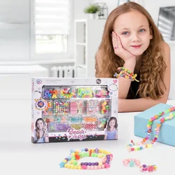 Children Beads Toys DIY Handmade Acrylic Pop Beaded Bracelet Necklace Crafts Beads Making Jewelry Kit Education Toys Girls Gift