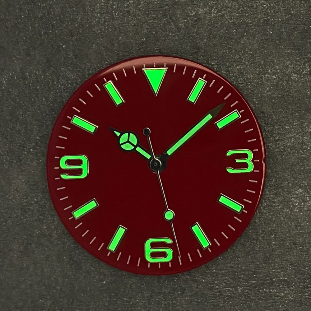 Watch Dial 28.5mm + Watches Hands Green Luminous Modified 369 Nail Watch Face Accessories Fit NH35/NH36/4R/7S Movement watch face accessories,watch dial accessories