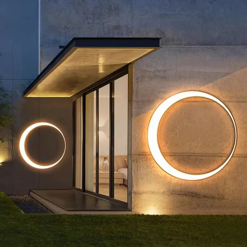 Modern wall light, outdoor patio light, Moon, ip65, waterproof, creative porch trim, round light, 110v220v stainless steel 4