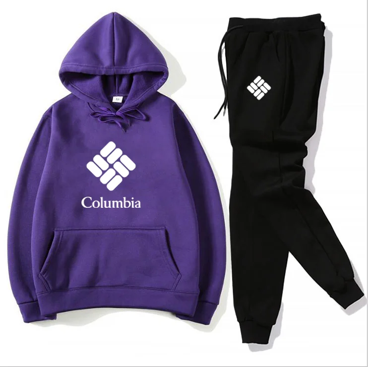

2023 Autumn/Winter Colombia casual wear men's suit long-sleeved pullover + jogging pants two-piece pullover fitness running wear