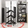 Nordic iron Kitchen Cabinets Folding Storage Rack Multi-layer Kitchen Pan Microwave Storage Rack Home Bathroom Mobile Rack R 1