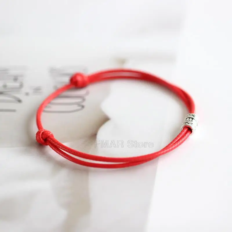 1/2pcs Lucky Adjustable Red Leather Rope Bracelet Couple Handmade Braided Charm Bracelets Women Men Thread Jewelry Gift