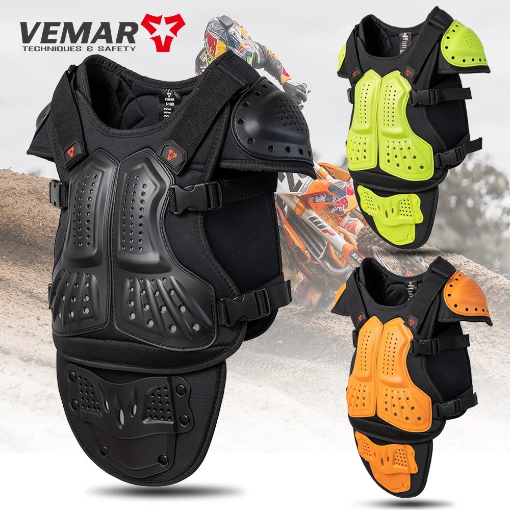 VEMAR Children Motorcycle Riding Armor Kids Balance-bike Bicycle Motorbike Body Armor Vest Kid Motocross Back Chest Protector