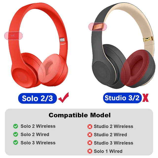 Coussins d'Oreillettes en Mousse Écouteurs Blancs pour Casque Beats Solo  2.0 / 3.0 2.0 / 3.0