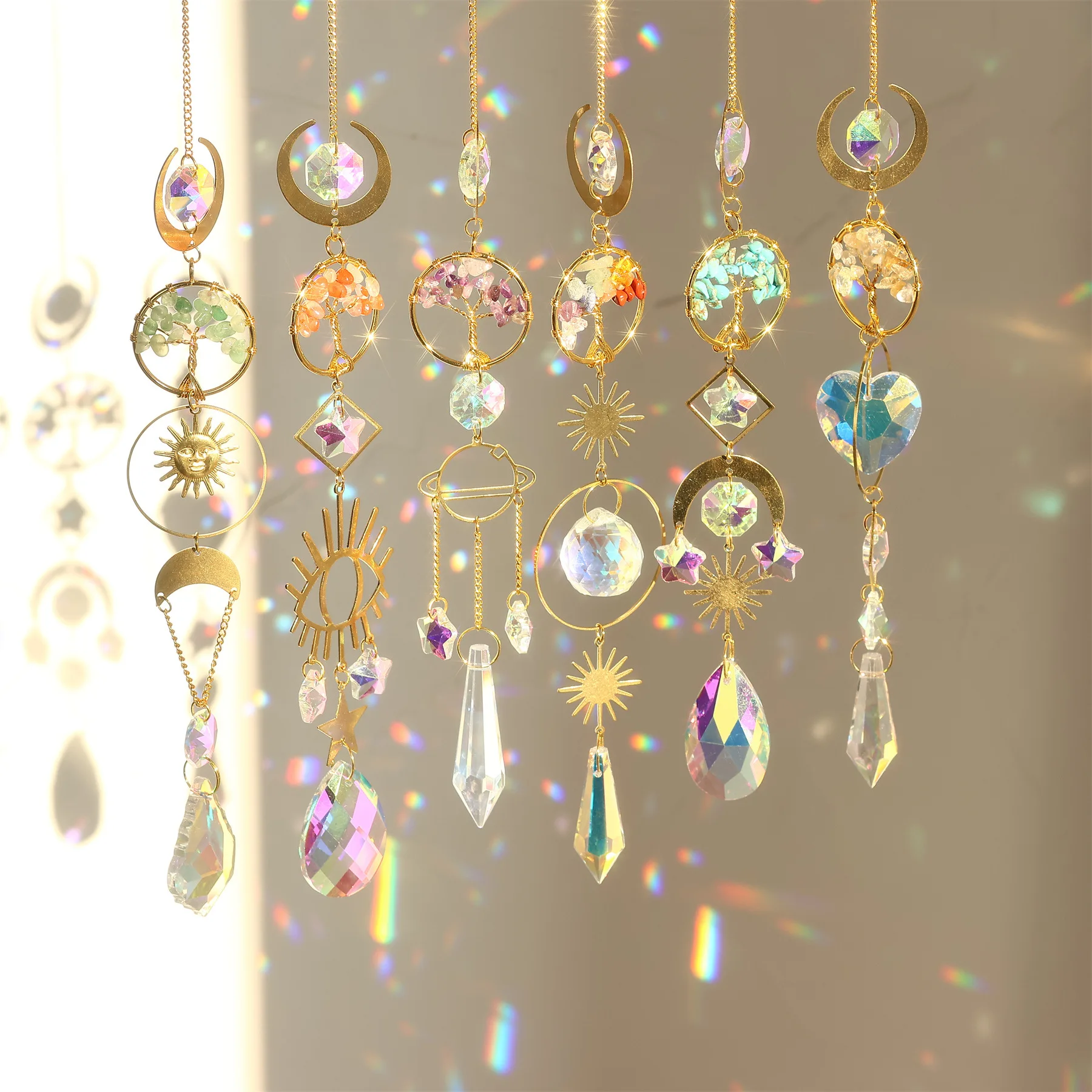 Sun Catchers with Crystals Tree of Life Crystal Suncatcher for Window Prisms Light Catcher Indoor Outdoor Home Party Garden