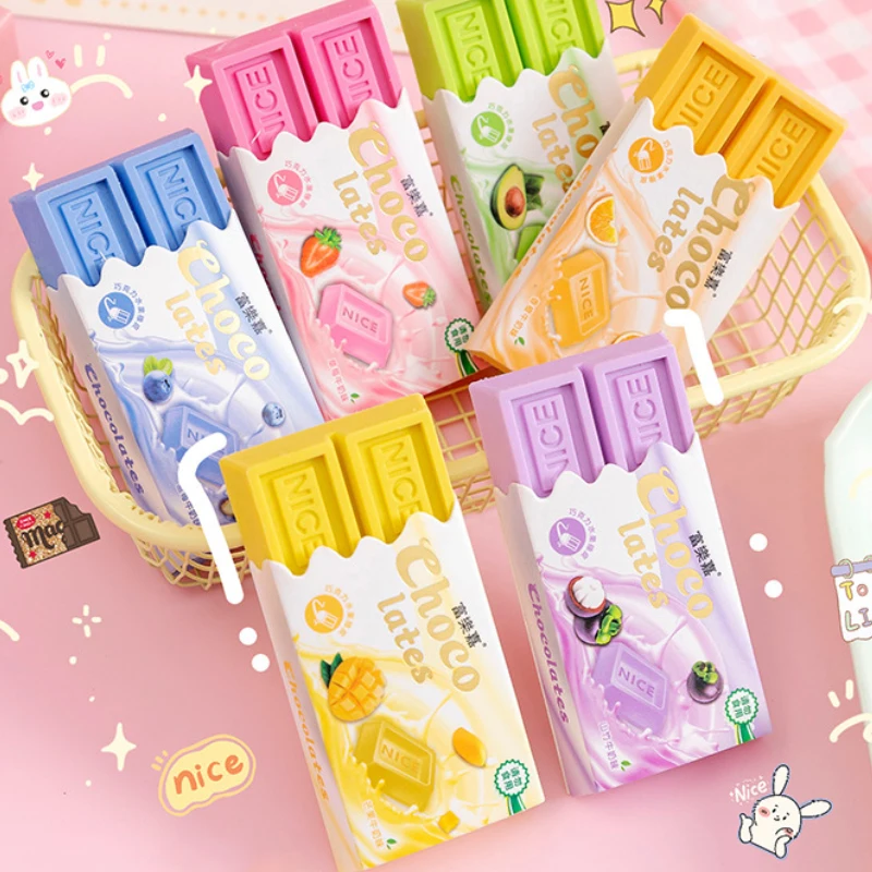 Cartoon Chocolate Design Eraser Large Eraser for Student Painting Writing Pencil Stationery School Office Supplies 1/3/5pcs pencil eraser biscuit eraser kneadable eraser retractable eraser plasticine eraser eraser pen eraser refillable pen