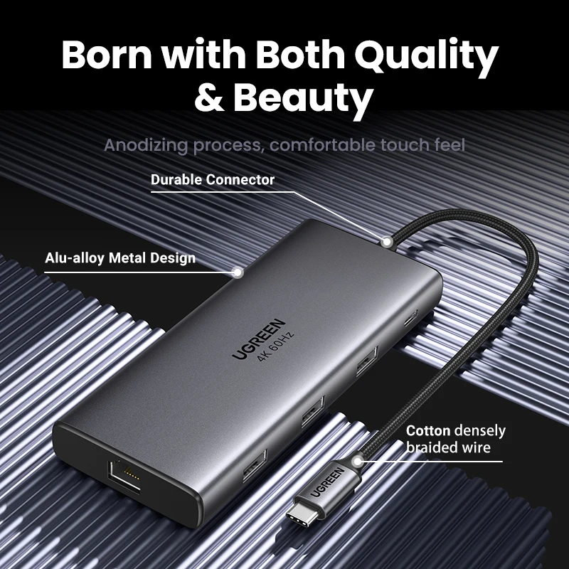 Premium USB-C Hub with 4K HDMI, 100W PD, SD/TF Card Reader, and USB 3.0 Ports