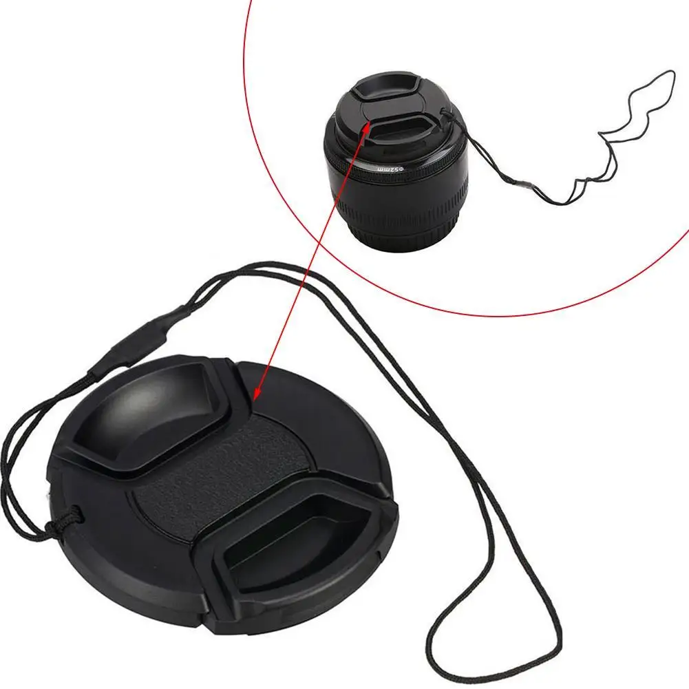 Camera Lens Cap With Extra Strong Springs With Anti-Lost Rope For Nikon Accessories Applicable To Front-Lens Lenses Or Filters
