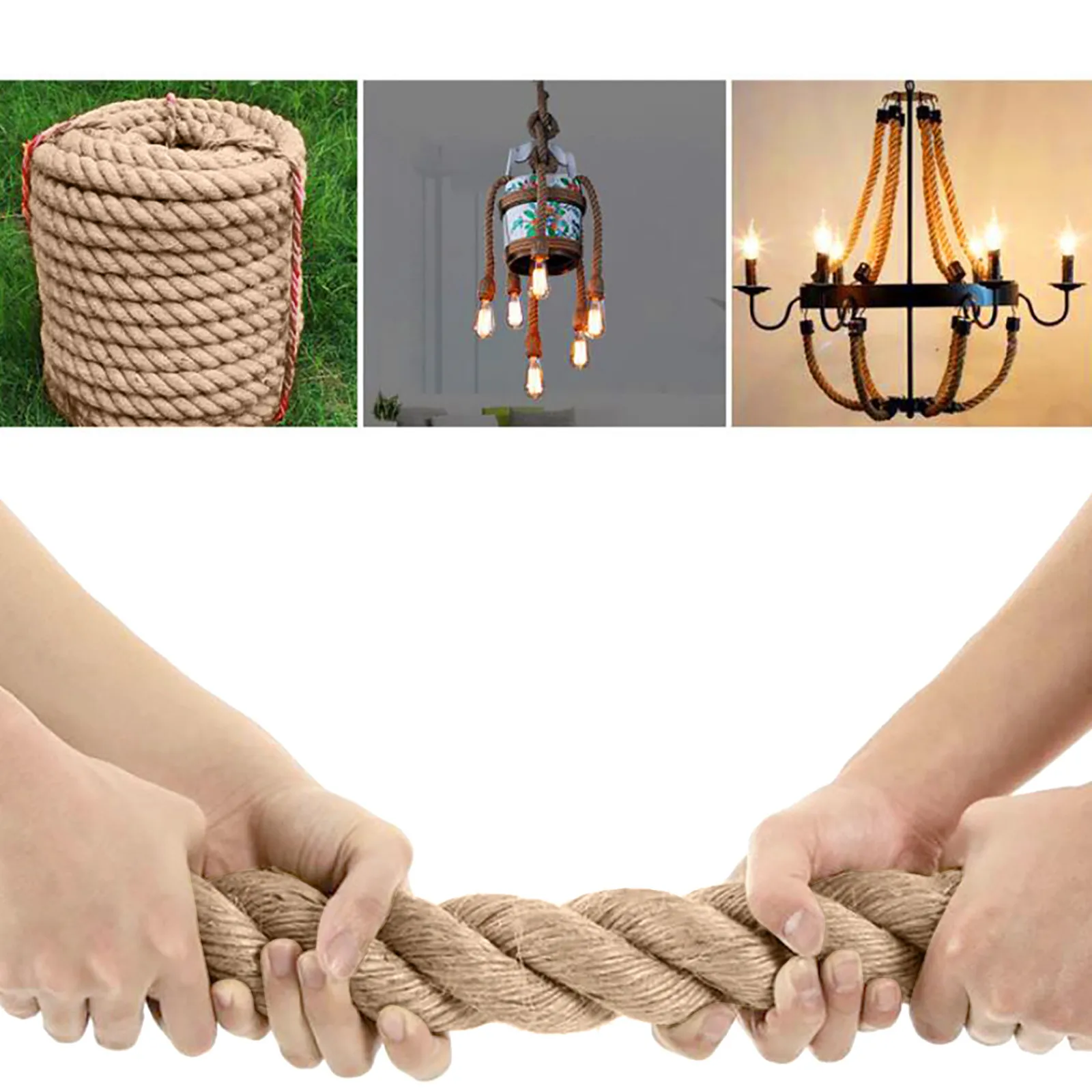 10mm Natural Hessian Jute Twine String Label Hang Rope Wedding Home Woven Decorative Diy Crafts Rope 10m Length