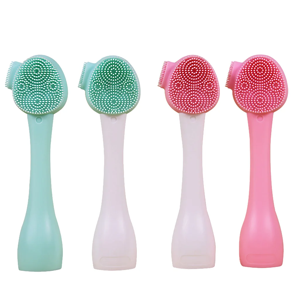 

4 Pcs Hand-held Cleansing Brush Facial Tool Silicone Face Exfoliator Deep Cleaning Washing Cleaner Silica Gel Pore