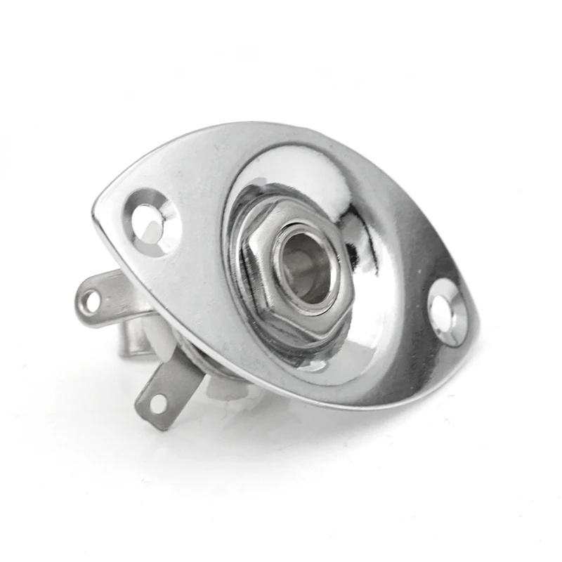 1Pc 기타 6.35mm 모노 출력 잭 플레이트 1/4 인치 타원형 곡선 소켓(일렉트릭 기타 베이스 부품용 나사 포함)