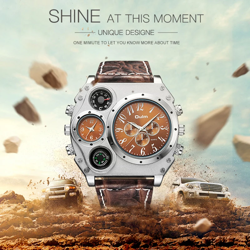 Oulm Creative Large Dial Men Watches Luxury Brand Male Fashion