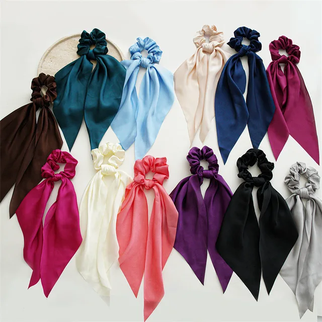 Top Quality Silk Foulard Hair Rope Vintage Smooth Bague Femme Chouchou  French Cute Ribbon Hair Bands Elastic Hair Scrunchies - AliExpress