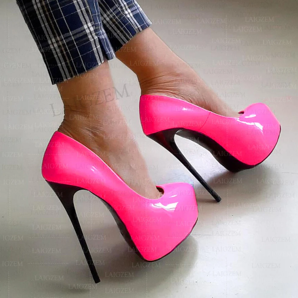 

BERZIMER Women Platform Pumps Shiny Patchwork Stiletto High Heels Sandals Handmade Ladies Shoes Woman Big Size 41 44 46 50 52