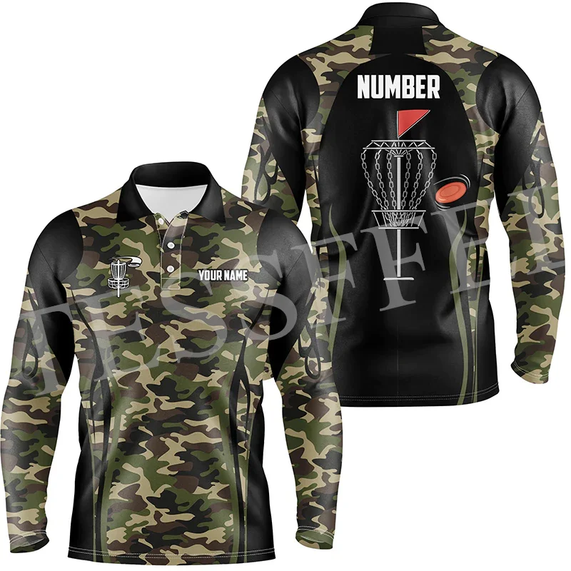 

Custom Name Disc Golf Sports Game Player Retro Tattoo 3DPrint Vintage Casual Unisex Harajuku Polo Shirts Jersey Long Sleeves X18