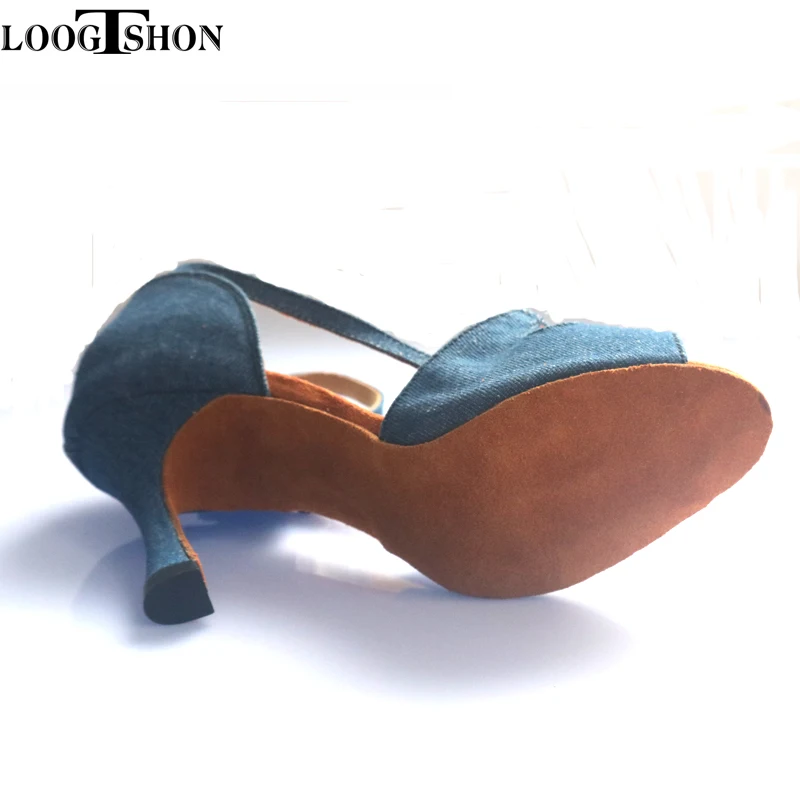 Loogtshon 2022 style latin dance shoes salsa ladies satin soft sole fashion dance sandals prom shoes 7 heel women's satin shoes