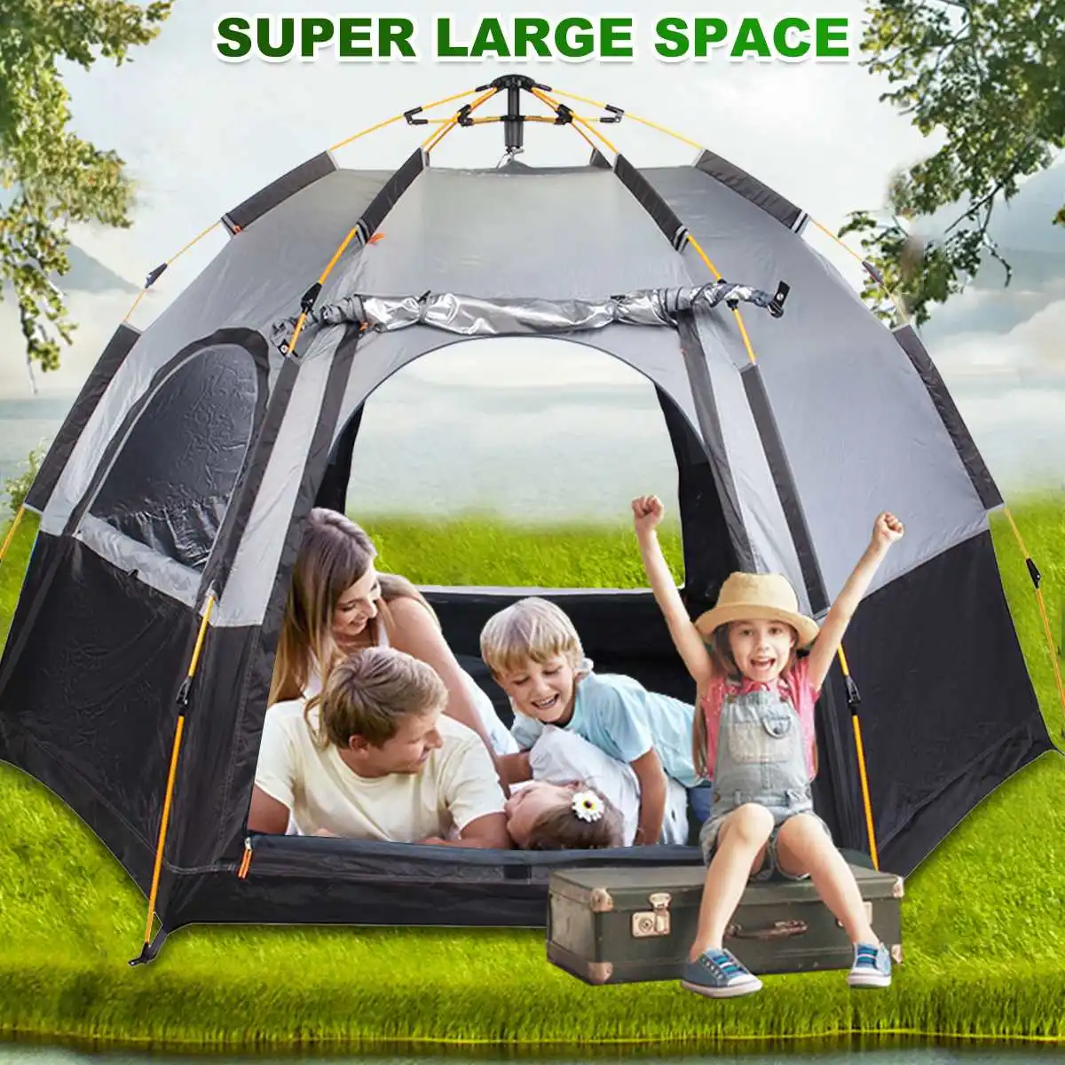 

4 Person Automatic Camping Tents Thick Rainproof Waterproof Family Outdoor Instant Setup Tent with Carring Bag Portable Tent