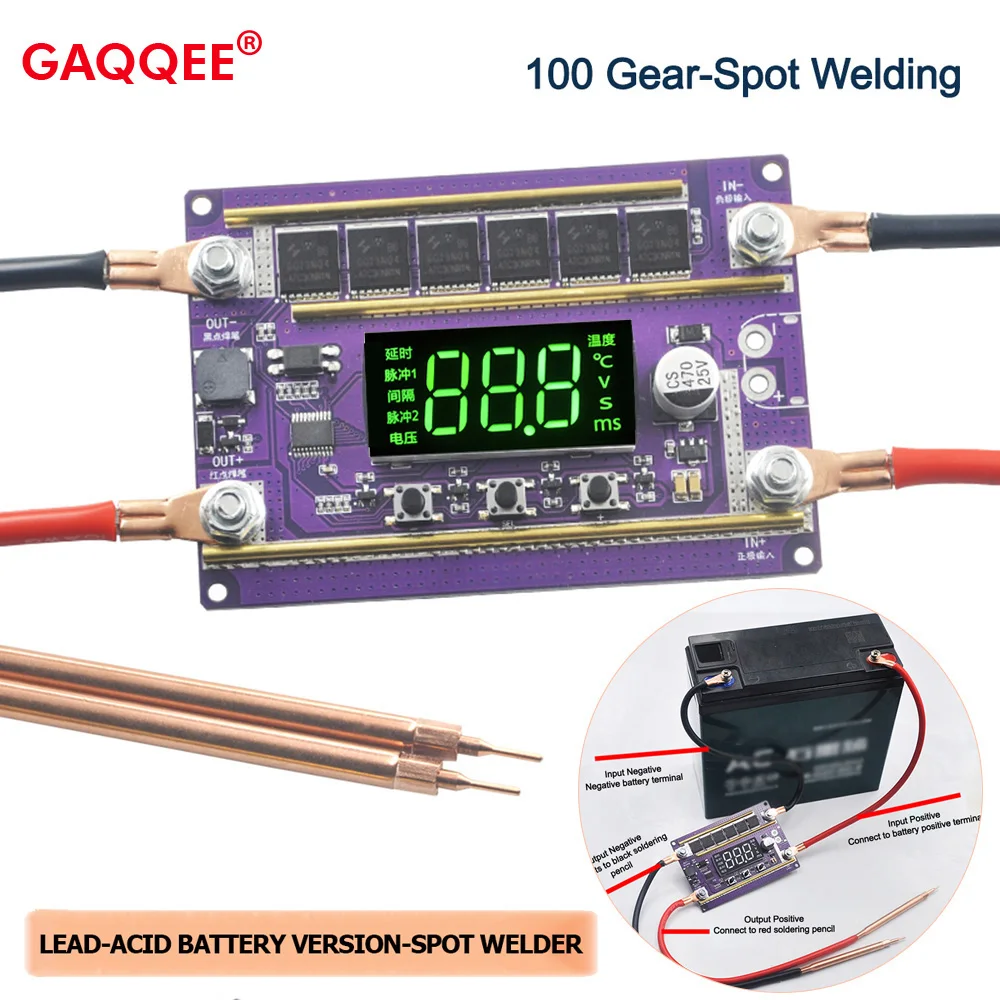 

K100 12V Spot Welder Double Pulse Farad Capacitor Spot Welder Machine Welding DIY Control Board Kit 0.05-0.3mm for 18650 Battery