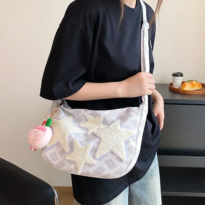 

Large Capacity Pentagram Bag College Student Shoulder Crossbody Bags Commuter Korean Handbags Star Y2K Bags For Teenager