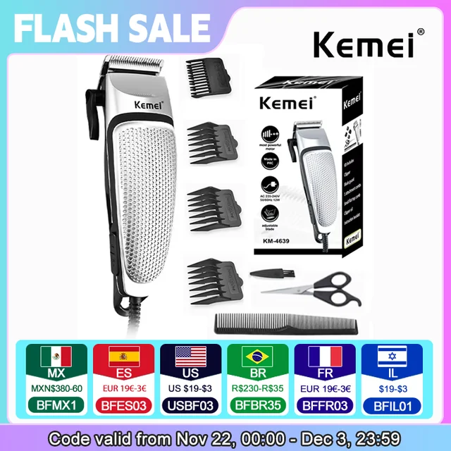 Kemei KM-4639 Electric Clipper Hair Clippers Professional Trimmer Household Low Noise Beard Machine Personal Care Haircut Tool 1