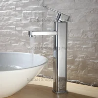 ก๊อกน้ําในห้องน้ําเดี่ยวหลุมเดี่ยวเดี่ยวผสมน้ําร้อนและน้ําเย็นแตะดาดฟ้าติดตั้งในสีดําและ Chrome Square อ่างล้างหน้า TapBathroom 3