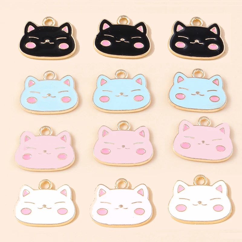 

Leslie 10pcs Cute Animals Cat Charms Kawaii Cats Pendant of Necklace Keychain Earrings DIY Jewelry Making Accessories Wholesale