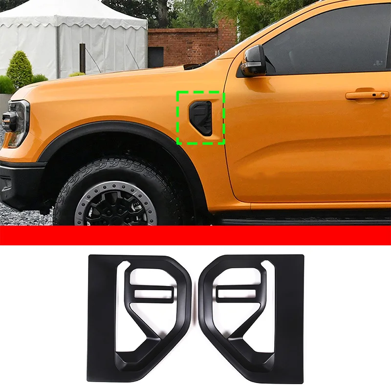 

For 2023 Ford Ranger ABS Matte Black Car Side Fender Air Outlet Frame Sticker Car Exterior Modification Protection Accessories