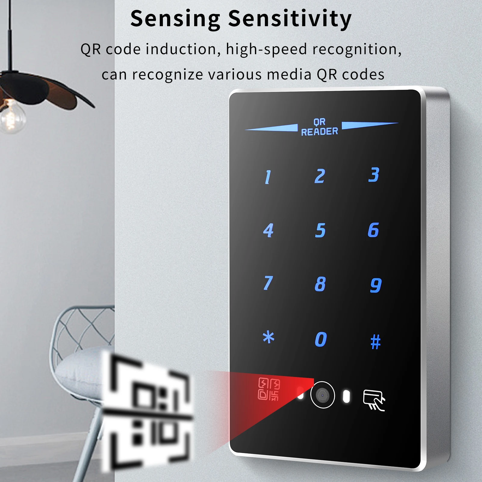 Waterproof QR Code Metal ID Access Control Keypads, NFC RFID Card Reader, RS232/RS485/WG Format, Used For Access Control Systems