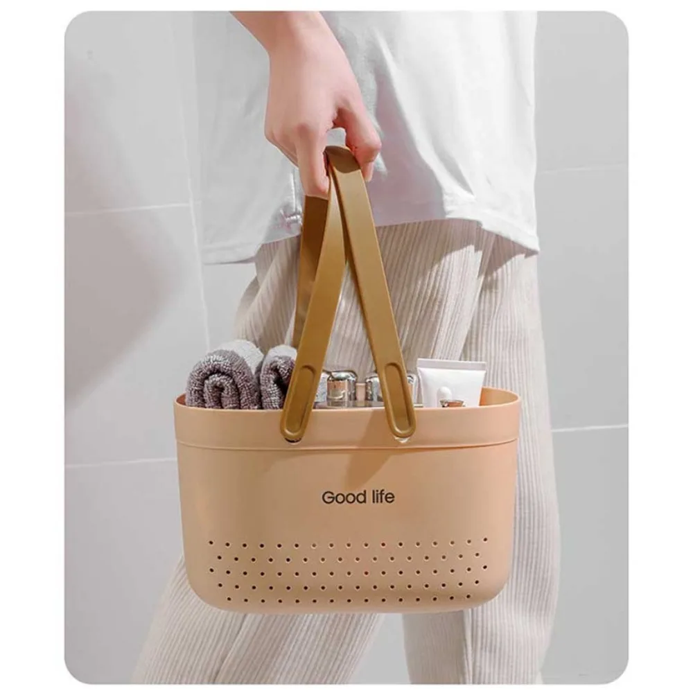 Plastic Wash Basket Large Capacity Silicone Handheld Sundries Storage Basket Portable Space Saving Bath for shower caddy basket