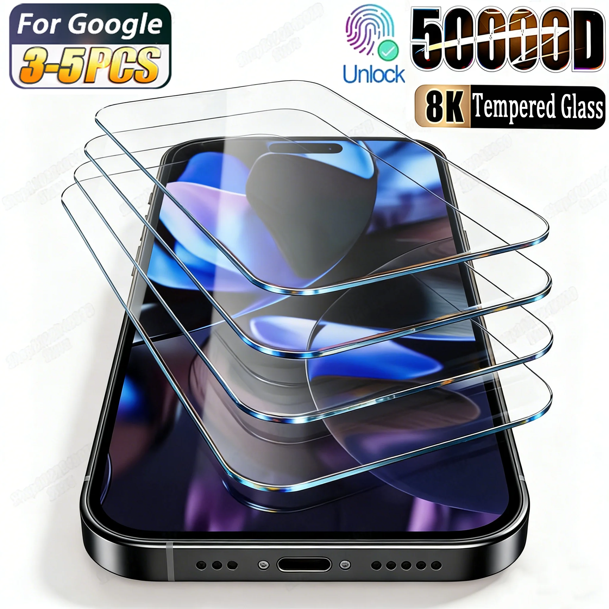Ultra-Clarity 8K Tempered Glass Anti-Fall Screen Protector - Pack of 3-5