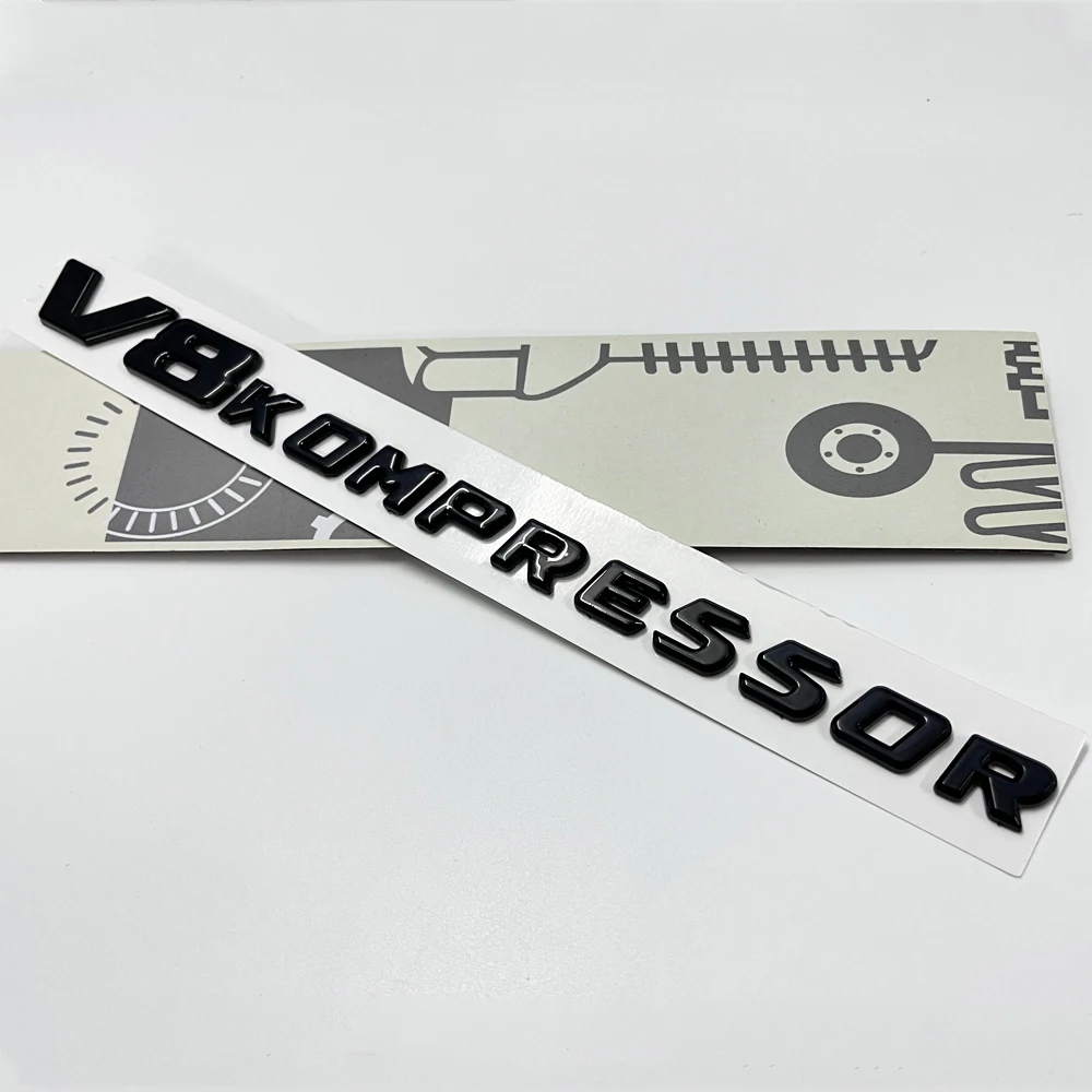 1X Glossy Black Letters V8 Kompressor Emblem Badge Emblems For Amg