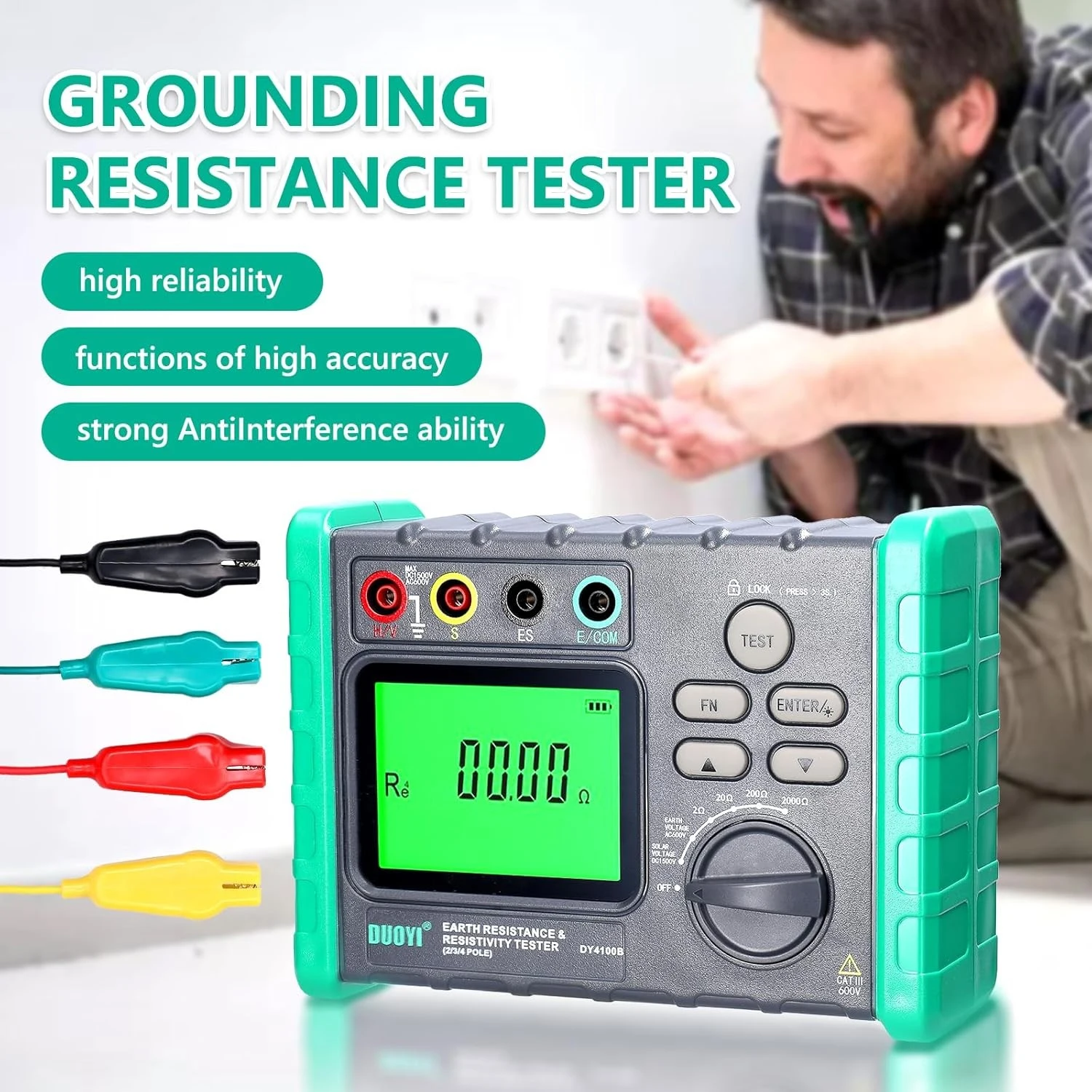 High Accurancy Digital Grounding Resistance Tester Multi-Gear Ground Resistance Tester Voltage Meter Megohmmeter Voltmeter