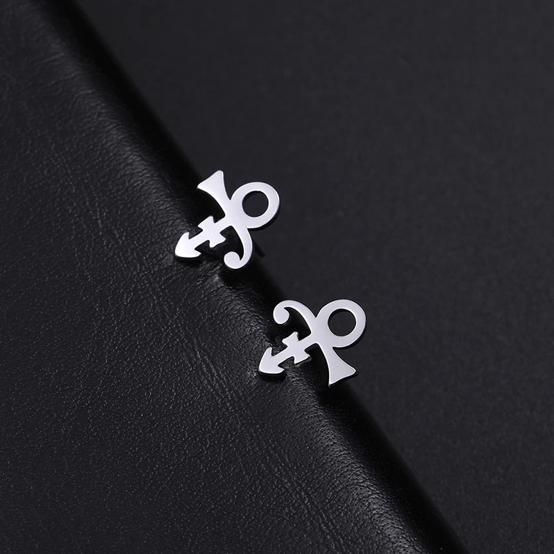 Mini Prince Symbol Cufflinks Earrings Stainless Steel Ear Studs Vintage Style New Fashion Birthday Party Jewelry Gifts for Women 2